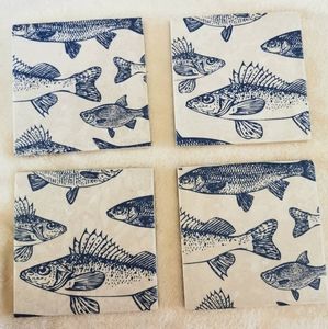 Fish Walleye Perch | ceramic Coaster 4 piece set